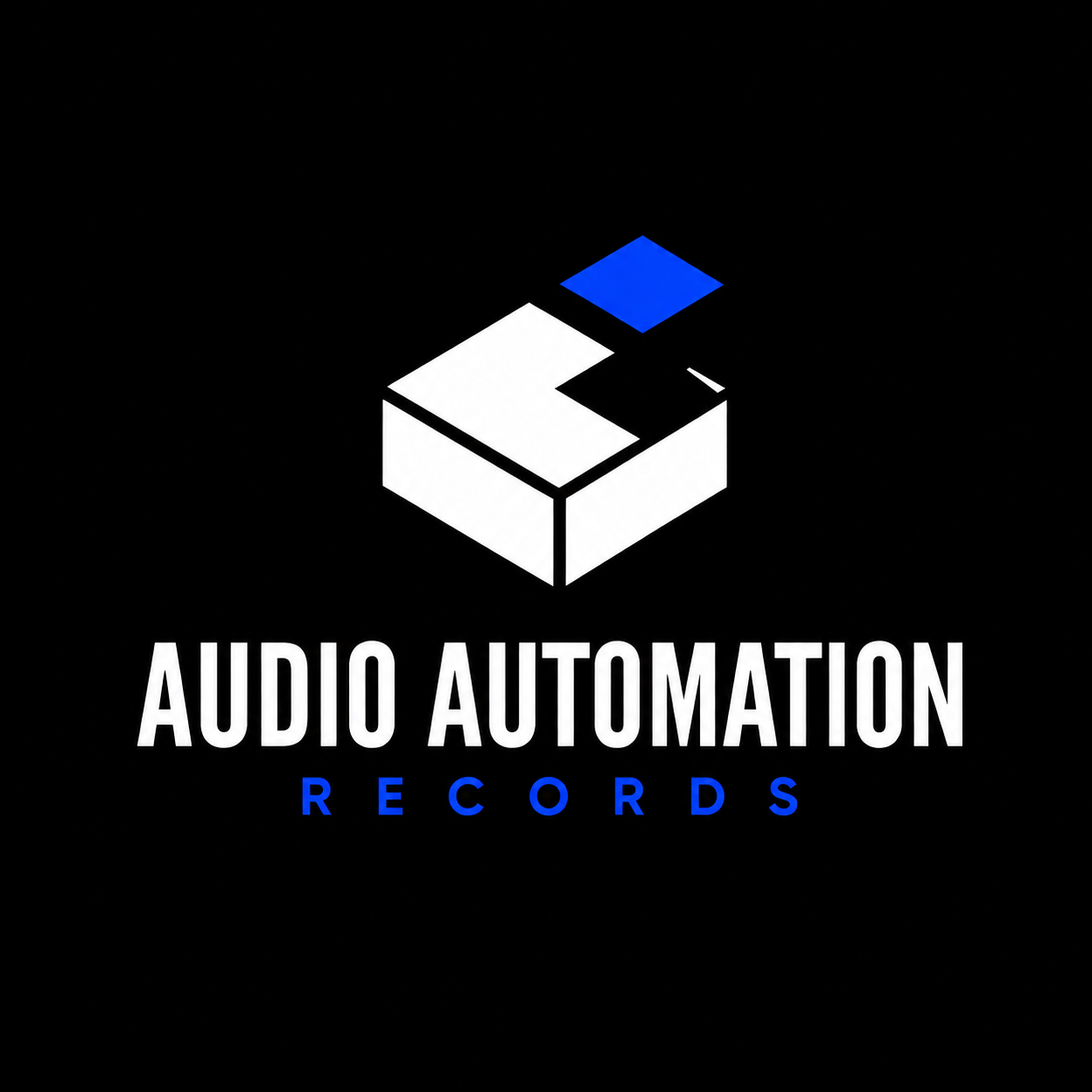 Audio Automation Records Shift logo — geometric block with cobalt displaced cap
